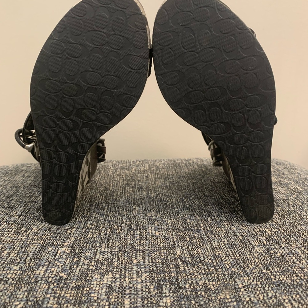 Coach Black and Gray Geometric Wedge Sandals - Picture 3 of 3
